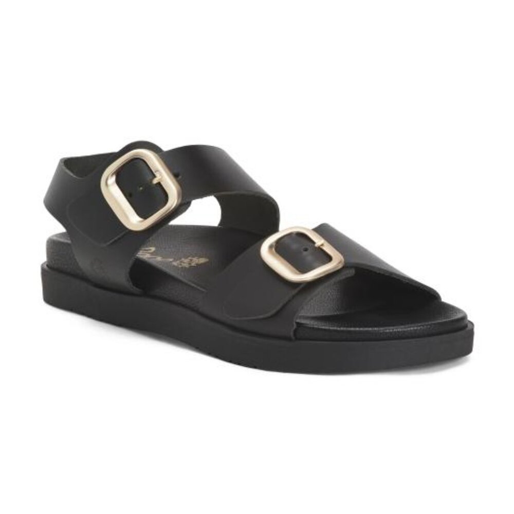 YOKONO Made In Spain Leather Wrapped Footbed Two Band Sandals